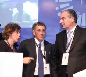 Elisa Carbonell, Aldo Longo y Ministro Aurelio Iragorri