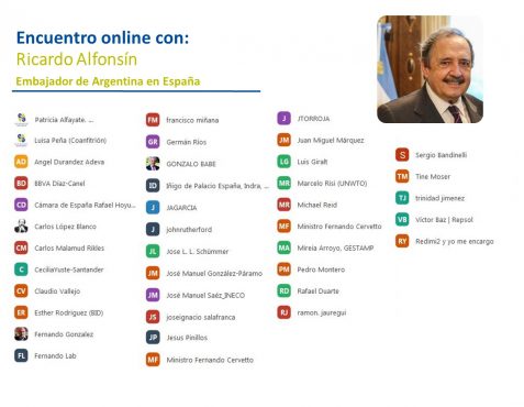 Asistentes al encuentro online con Ricardo Alfonsín